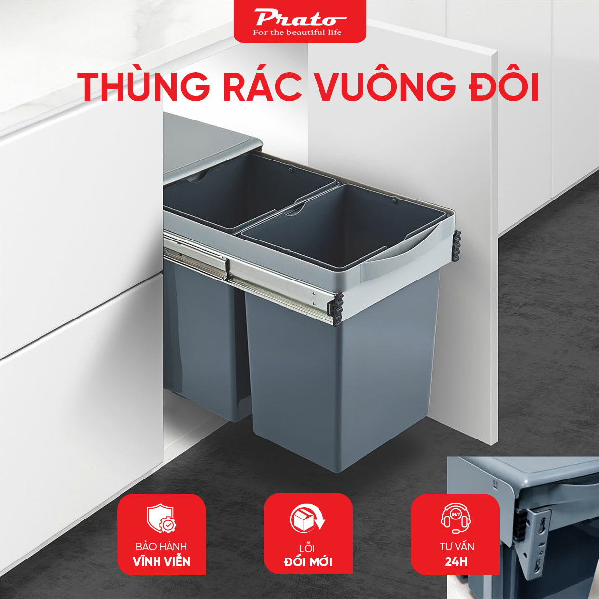 Thùng rác vuông đôi PT-TR300